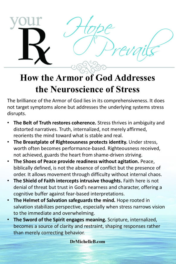 Stress does more than wear you down, it disrupts how you think, respond, and see yourself. God designed a way to steady your mind and protect your heart. Learn how each piece of the Armor of God helps restore truth, strengthen identity, and bring calm to your thoughts. Save this to return to when stress starts to take over.