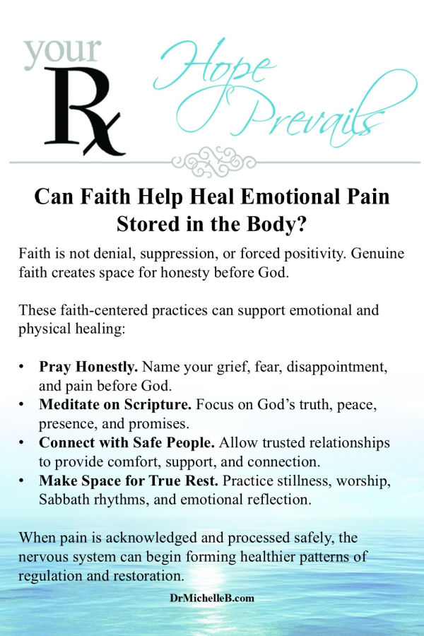 Can faith help heal emotional pain stored in the body? Discover four faith-centered practices that support emotional and physical healing by helping you process pain with honesty, experience God’s presence, connect with safe people, and make space for true rest. Save this post for encouragement as you seek healing in both your heart and body.